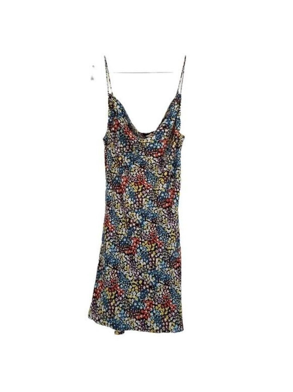 Rowa Women black floral spaghettis strap dress BNWOT sz XS cowl neck